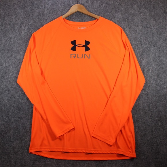 Under‎ Armour Run Active Shirt Mens 2XL Orange Long Sleeve Performance #AB593 - Picture 2 of 5